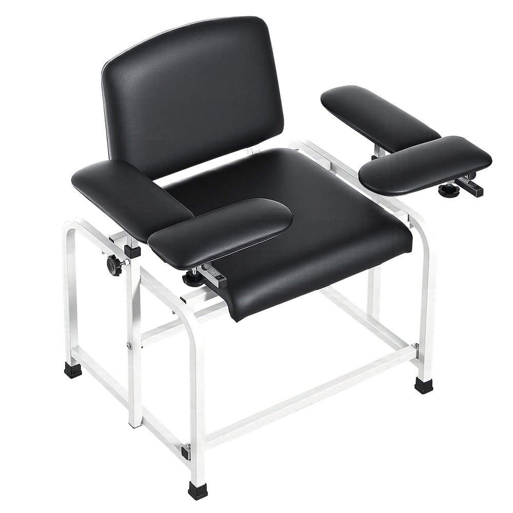 VEVOR Phlebotomy Chair 750LBS Capacity Blood Draw Medical Chair, Comfortable Blood Drawing Chairs with Adjustable Armrests, Soft Padded Seat, Easy-to-Clean PVC Leather for Hospitals Clinics