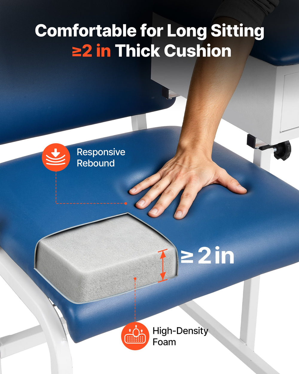 VEVOR Phlebotomy Chair 500LBS Blood Draw Medical Chair with Drawer, Comfortable Blood Drawing Chairs with Adjustable Armrests, Soft Padded Seat, Easy-to-Clean PVC Leather for Hospitals Clinics