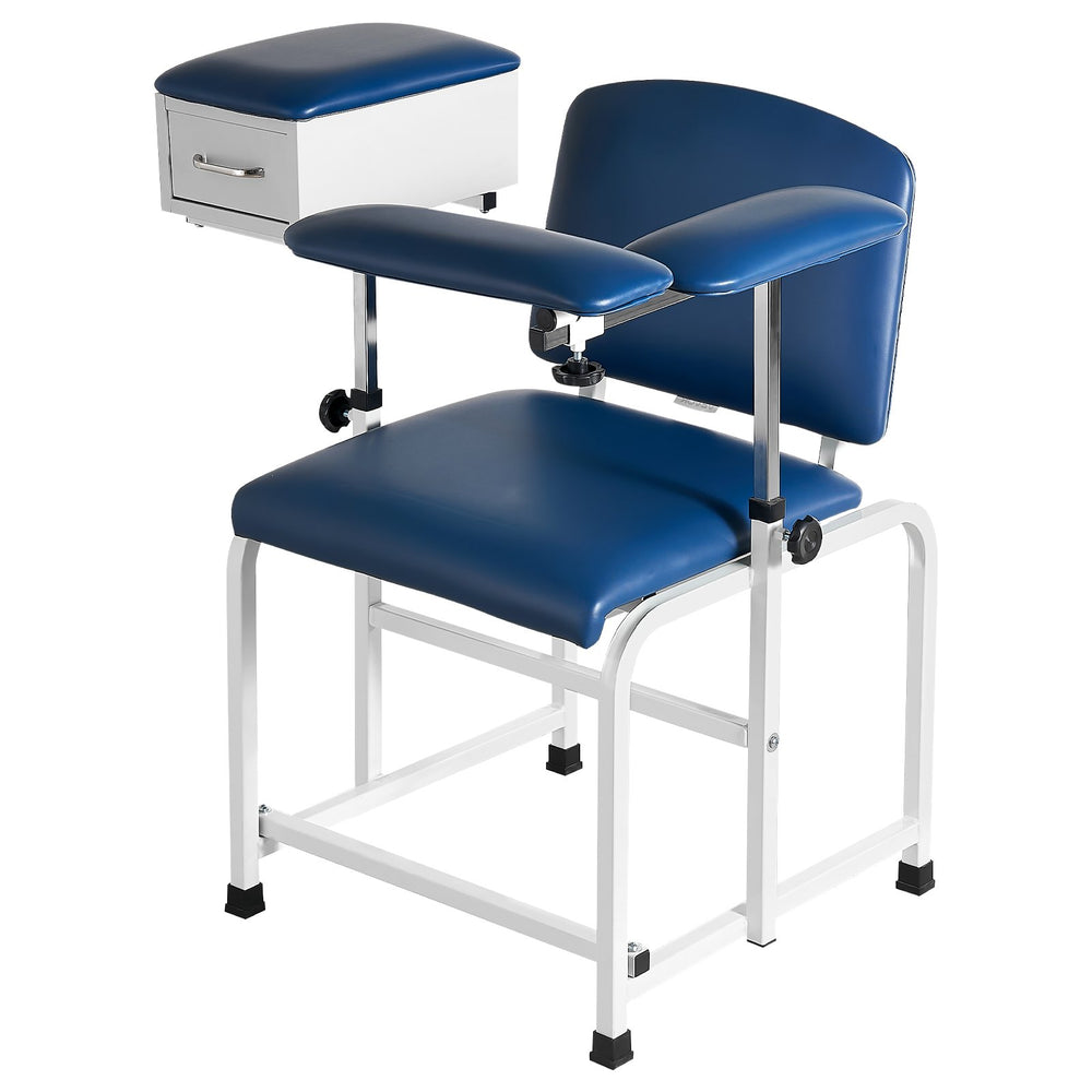 VEVOR Phlebotomy Chair 500LBS Blood Draw Medical Chair with Drawer, Comfortable Blood Drawing Chairs with Adjustable Armrests, Soft Padded Seat, Easy-to-Clean PVC Leather for Hospitals Clinics