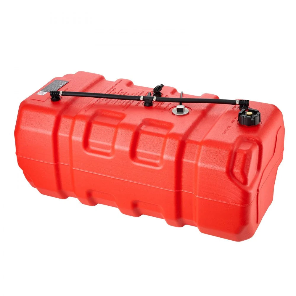 VEVOR Marine Fuel Tank 24 Gallon Boat Gas Tank Electronic Fuel Level Sensor, Portable Outboard Gas Can for Outboard Engine Boats, Yacht, Fishing Boat, Deck Boat, Gas Container, 4 mm Thick HDPE, Red