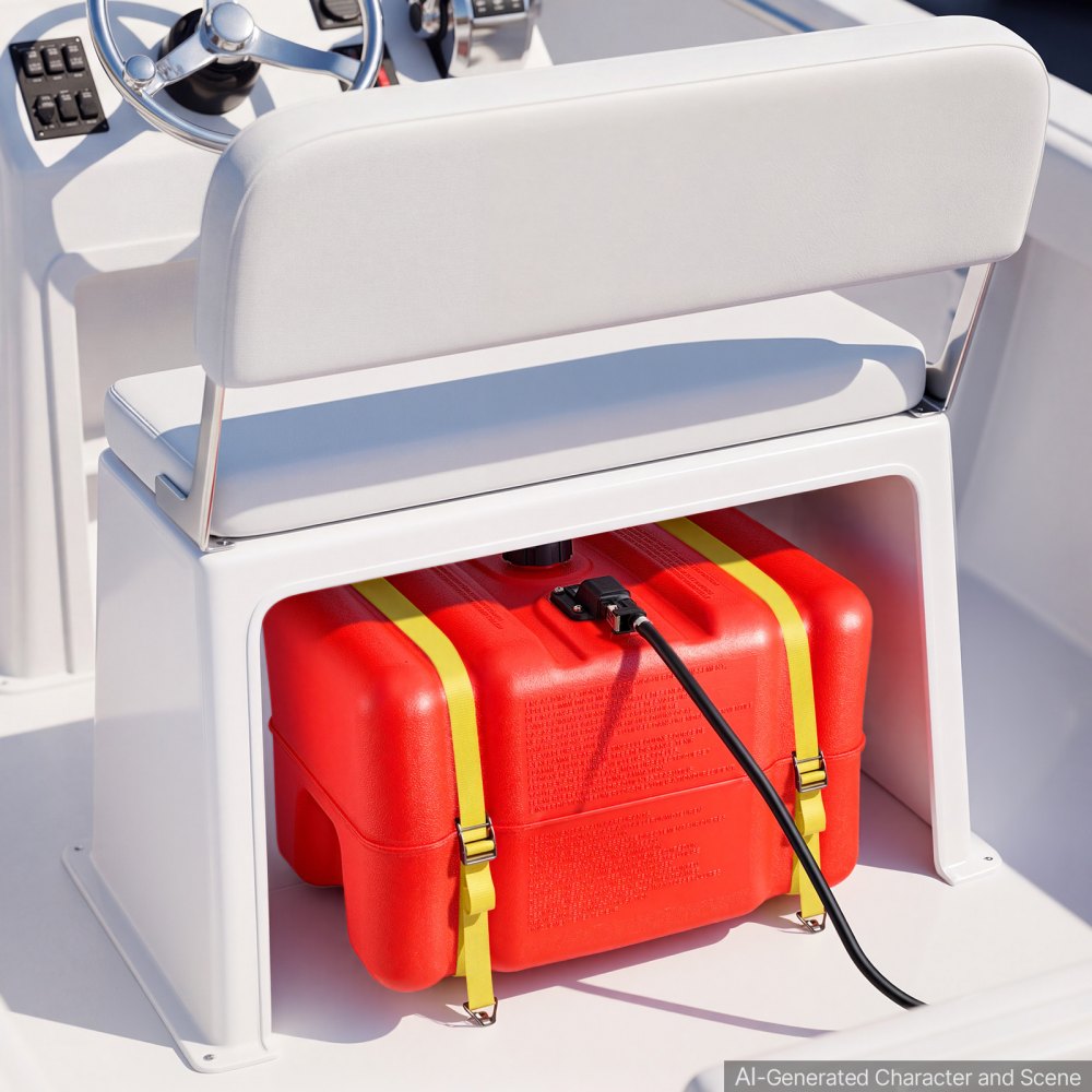 VEVOR Marine Fuel Tank, 12 Gallon Boat Gas Tank Portable Outboard Gas Can, for Outboard Engine Boats, Yacht, Fishing Boat, Deck Boat, Gas Container, Fuel Gauge, Hose & Primer Bulb, Premium HDPE, Red