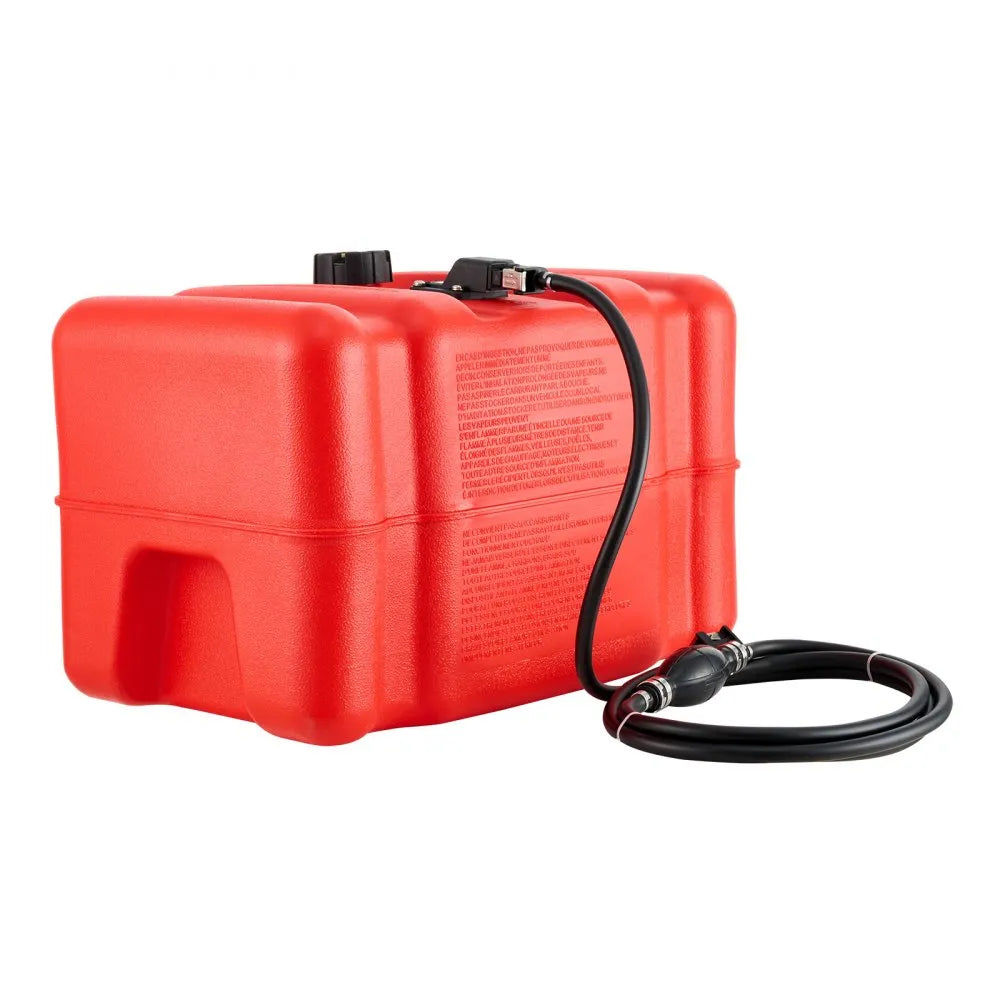 VEVOR Marine Fuel Tank, 12 Gallon Boat Gas Tank Portable Outboard Gas Can, for Outboard Engine Boats, Yacht, Fishing Boat, Deck Boat, Gas Container, Fuel Gauge, Hose & Primer Bulb, Premium HDPE, Red