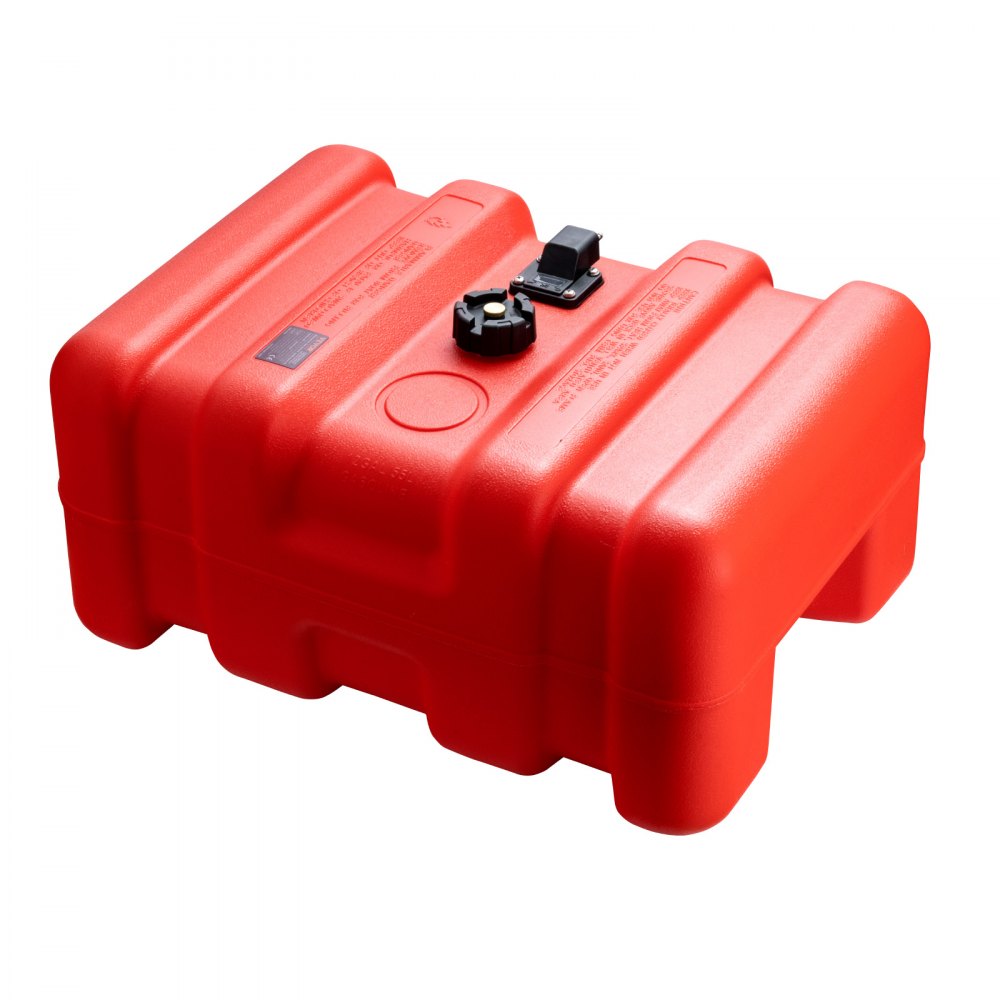 VEVOR Portable Fuel Tank, 12 Gallon/55L, Plastic Outboard Marine Tank with Hose, Easy to Carry for Yacht, Fishing, Deck Boats, Red