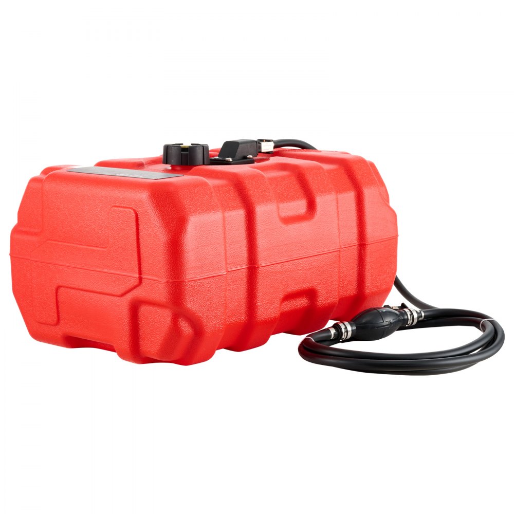 VEVOR Marine Fuel Tank, 8.7 Gallon Boat Gas Tank Portable Outboard Gas Can, for Outboard Engine Boats, Yacht, Fishing Boat, Deck Boat, Gas Container, Fuel Gauge, Hose & Primer Bulb, Premium HDPE, Red