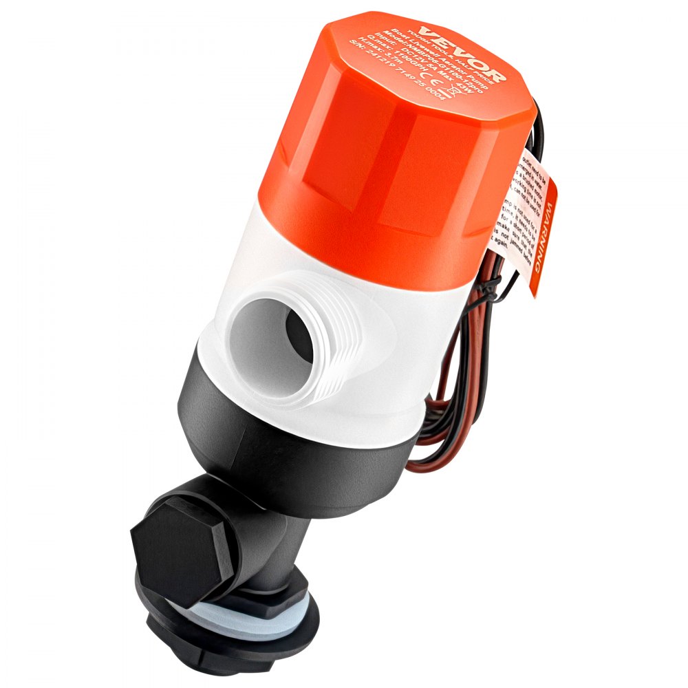 VEVOR Livewell Pump for Boat, 12V 1100 GPH Straight Livewell Aerator Pump with Dual Inlet, ABA Housing & Detachable Motor Cartridge, Corrosion-Resistant Livewell/Baitwell Pump for Freshwater Saltwater