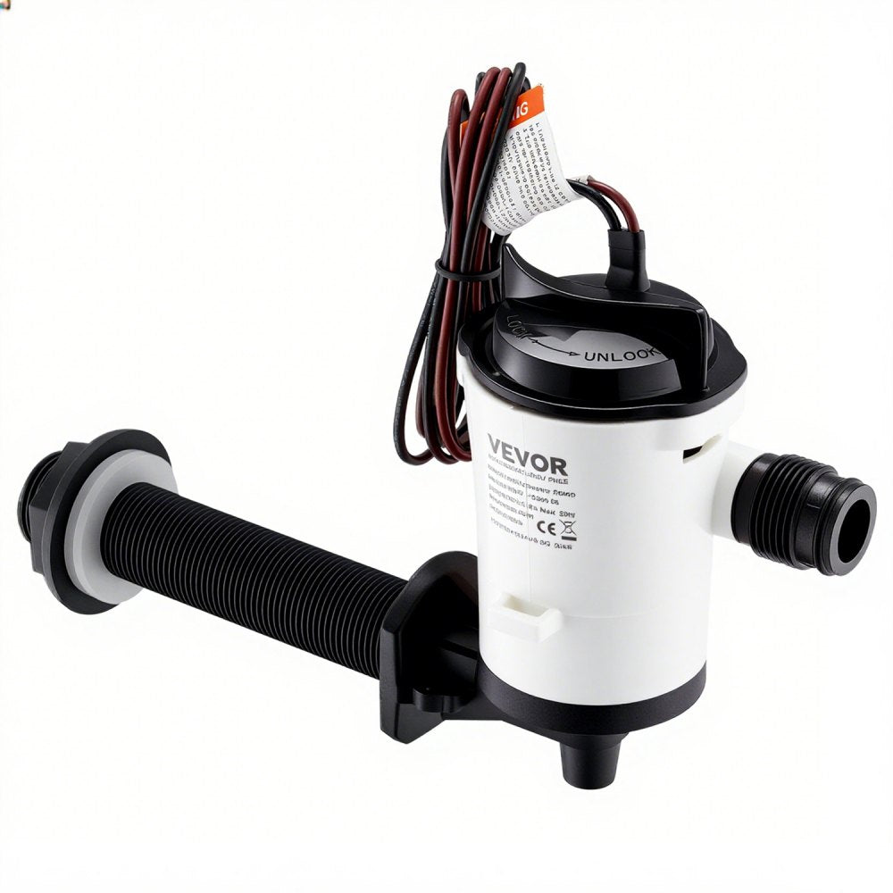 VEVOR Livewell Pump for Boat, 12V 800 GPH Livewell Aerator Pump with Detachable Motor, 90-Degree Baitwell Pumps for Boats, Corrosion-Resistant Submersible Aerator Pump, for Freshwater and Saltwater