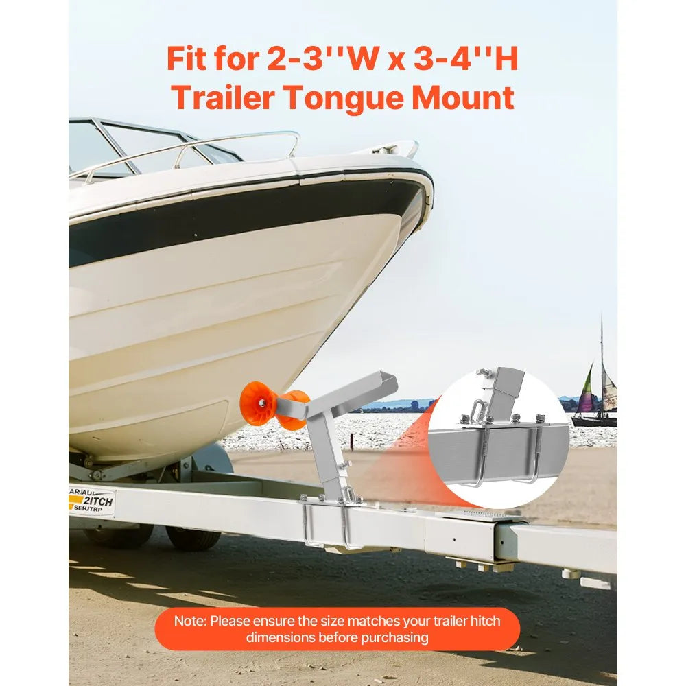 VEVOR Boat Trailer Winch Stand with Roller, Adjustable Height 14.3-21.6 Inches, Boat Winch Mount with U-Bolts for 2-3 Inches W x 3-4 Inches H Trailer Tongue, Fit for Jet Ski, Sailboat, Speedboat