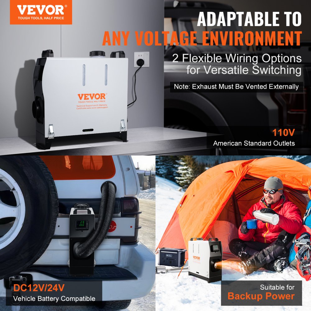 VEVOR 5-8KW Diesel Heater, Diesel Air Heater All in One with Remote Control and LCD Screen, Fast Heating Low Noise, Portable Diesel Heater for Truck Van RV Trailer Camper