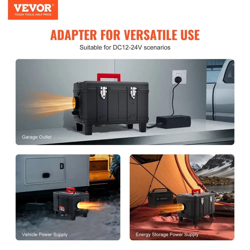 VEVOR 8KW Diesel Heater, 12V/24V All in One Diesel Air Heater, with Bluetooth APP Control, Remote Control and Display Screen, CO Alarm, Fast Heating Portable Diesel Heater for Vehicles and Garage