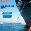 VEVOR Boat Anchor Chain, 1/4" x 4', 1700 lbs. WLL/4800 lbs. BS, 316 Stainless Steel Marine Grade Anchor Lead Chain with Dual Lock Ring Shackles for Boats, Deck, Fishing, Works with Different Anchors