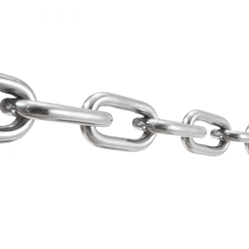 VEVOR Boat Anchor Chain, 1/4" x 4', 1700 lbs. WLL/4800 lbs. BS, 316 Stainless Steel Marine Grade Anchor Lead Chain with Dual Lock Ring Shackles for Boats, Deck, Fishing, Works with Different Anchors
