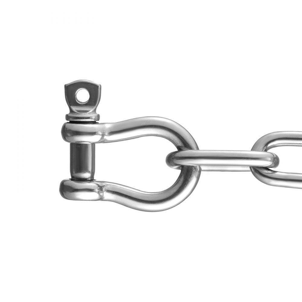 VEVOR Boat Anchor Chain, 1/4" x 4', 1700 lbs. WLL/4800 lbs. BS, 316 Stainless Steel Marine Grade Anchor Lead Chain with Dual Lock Ring Shackles for Boats, Deck, Fishing, Works with Different Anchors