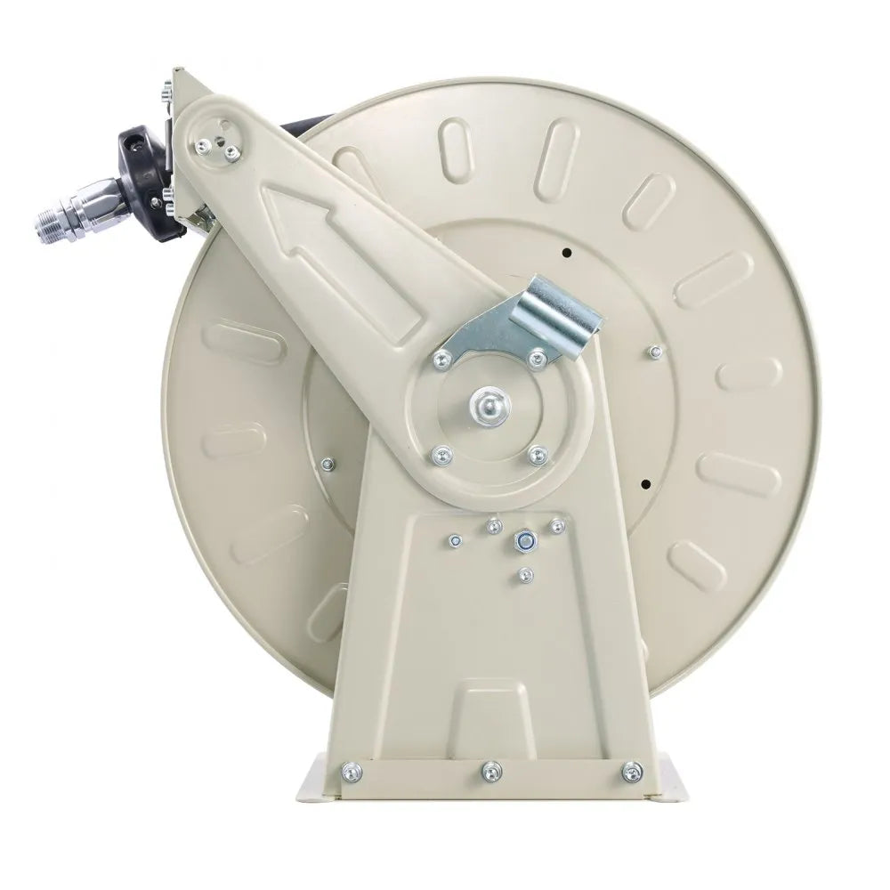 VEVOR Fuel Hose Reel, 3/4 inch x 33 ft Retractable, Spring Driven Auto Swivel Rewind, 300 PSI, Heavy-Duty Carbon Steel Construction with Industrial Grade Rubber Hose, for Diesel Fuel, Kerosene