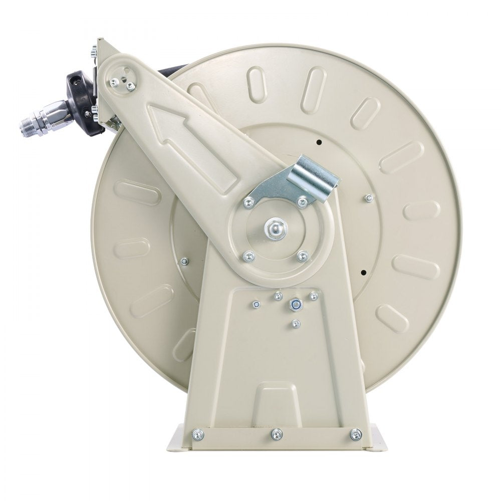 VEVOR Fuel Hose Reel, 3/4 inch x 50 ft Retractable, Spring Driven Auto Swivel Rewind, 300 PSI, Heavy-Duty Carbon Steel Construction with Industrial Grade Rubber Hose, for Diesel Fuel, Kerosene
