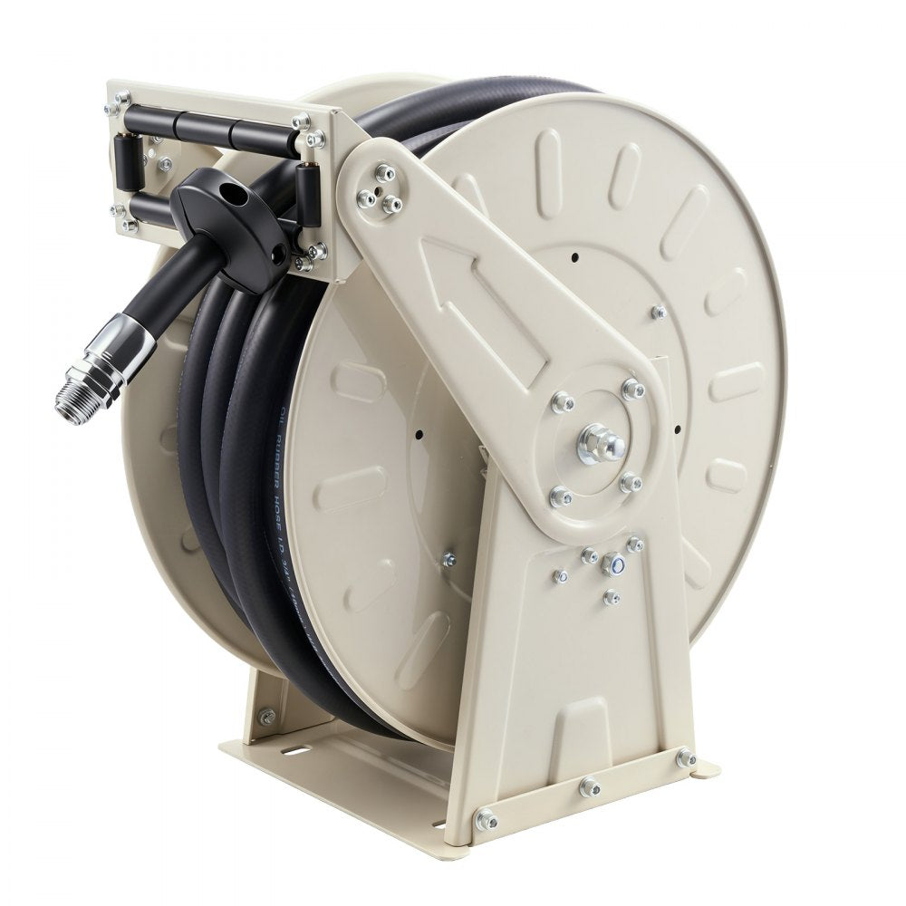 VEVOR Fuel Hose Reel, 3/4 inch x 66 ft Retractable, Spring Driven Auto Swivel Rewind, 300 PSI, Heavy-Duty Carbon Steel Construction with Industrial Grade Rubber Hose, for Diesel Fuel, Kerosene