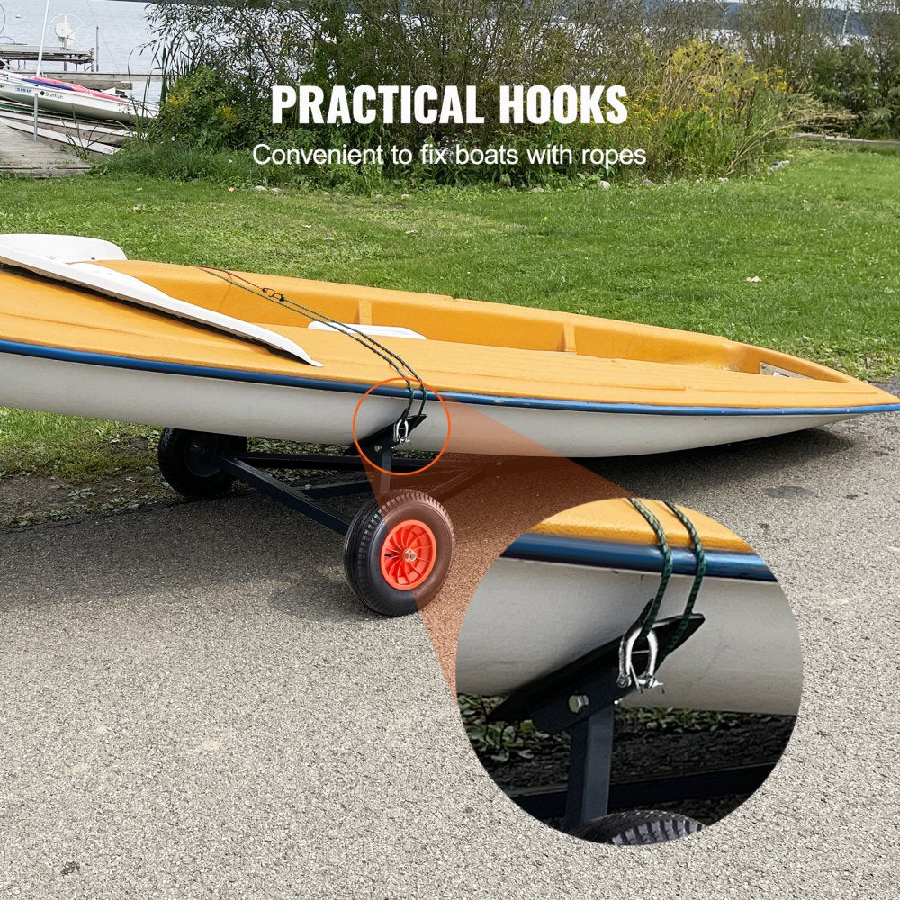VEVOR Boat Trailer Dolly, 420lbs Load Capacity, Carbon Steel Trailer Mover with 96''-116'' Adjustable Length, 16'' Pneumatic Tires & Nonslip Support Bracket, for Moving Kayak Motorboat Fishing Boat