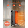 VEVOR Electric Oil Filled Radiator, 1500W Radiant Space Heater with Dual U-shaped Heating Tubes, Over-Heat Protections,3 Heat Settings,24h Timer, Flexible Casters, Remote Control for Indoor,Black