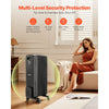 VEVOR Electric Oil Filled Radiator, 1500W Radiant Space Heater with Dual U-shaped Heating Tubes, Over-Heat Protections,3 Heat Settings,24h Timer, Flexible Casters, Remote Control for Indoor,Black