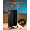 VEVOR Electric Oil Filled Radiator, 1500W Radiant Space Heater with Dual U-shaped Heating Tubes, Over-Heat Protections,3 Heat Settings,24h Timer, Flexible Casters, Remote Control for Indoor,Black