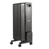VEVOR Electric Oil Filled Radiator, 1500W Radiant Space Heater with Dual U-shaped Heating Tubes, Over-Heat Protections,3 Heat Settings,24h Timer, Flexible Casters, Remote Control for Indoor,Black