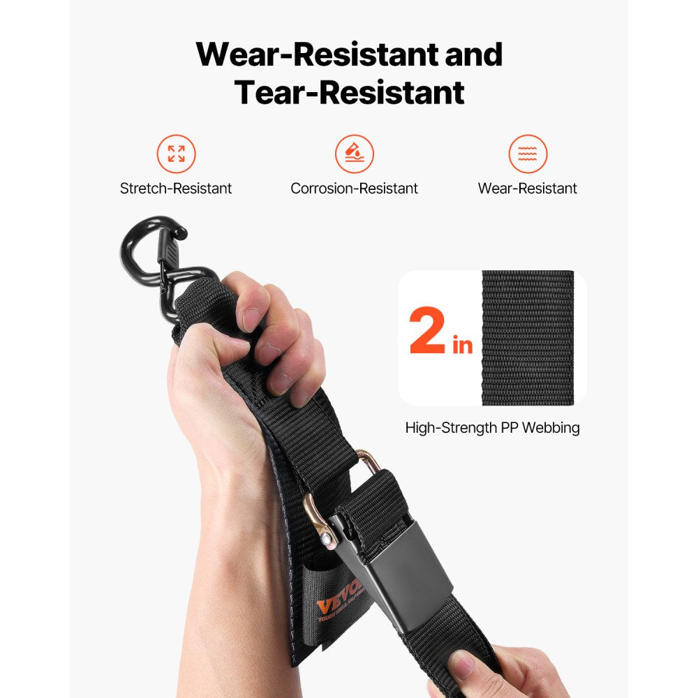 VEVOR Retractable Ratchet Straps, 2 in x 2 ft Ratchet Tie Down Straps with Security Lock S Hooks, 2 Pack Heavy Duty Ratchet Tie Down Straps with 1500 lbs Break Strength, for Trailers, Vehicles, Boat