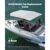 VEVOR 4 Bow Bimini Top Replacement Cover, 8 ft Long Durable 600D Marine Grade Waterproof Sun Shade Boat Canopy with Storage Boot, Easy Install Zipper Sleeve Awning, 96"L x (97"-103")W, Gray (No Frame)