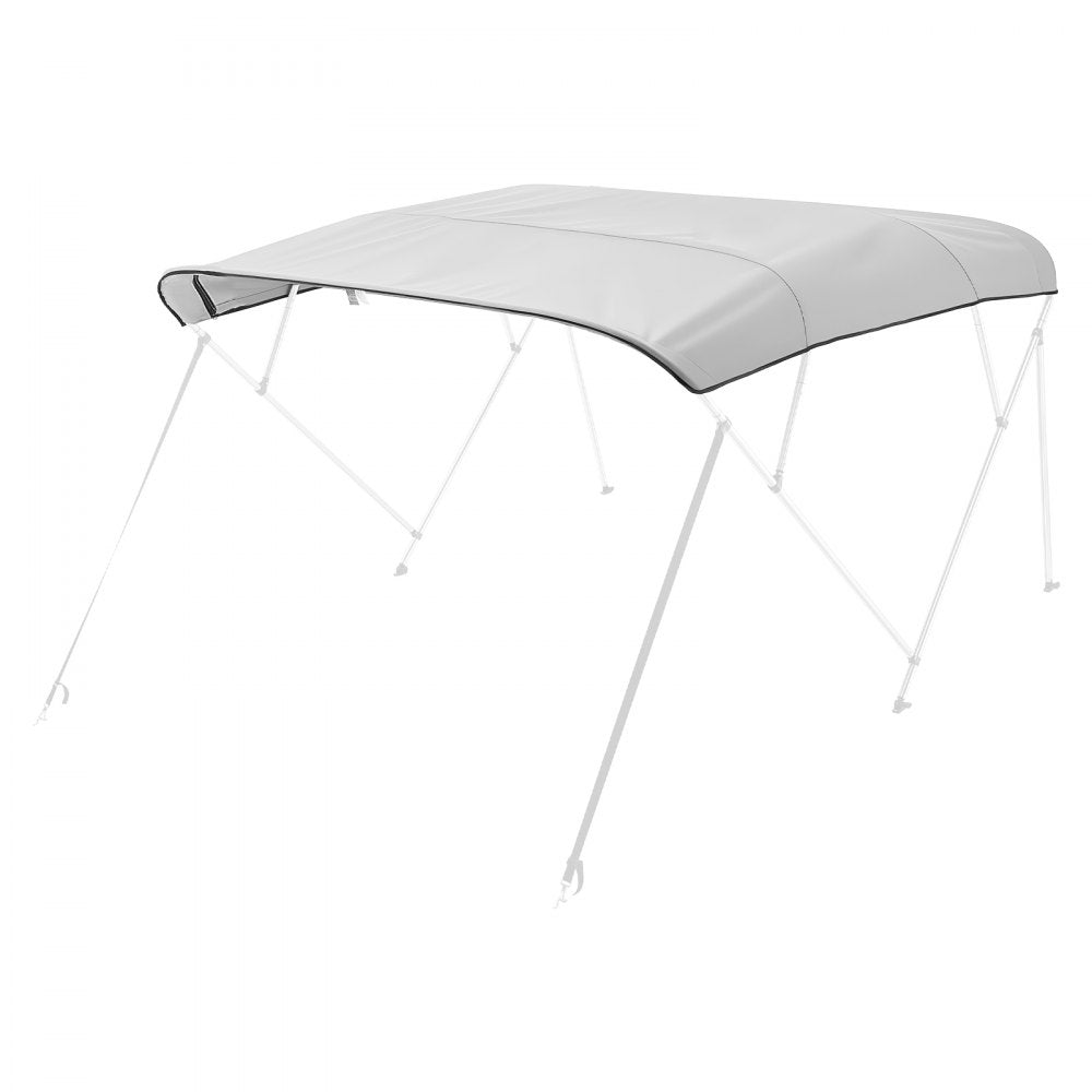 VEVOR 4 Bow Bimini Top Replacement Cover, 8 ft Long Durable 600D Marine Grade Waterproof Sun Shade Boat Canopy with Storage Boot, Easy Install Zipper Sleeve Awning, 96"L x (97"-103")W, Gray (No Frame)
