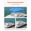 VEVOR 4 Bow Bimini Top Replacement Cover, 8 ft Long Durable 600D Marine Grade Waterproof Sun Shade Boat Canopy with Storage Boot, Easy Install Zipper Sleeve Awning, 96"L x (97"-103")W, Blue (No Frame)