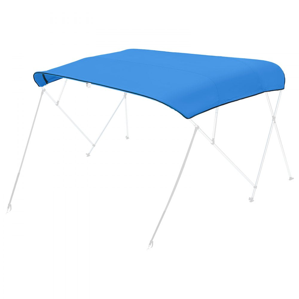 VEVOR 4 Bow Bimini Top Replacement Cover, 8 ft Long Durable 600D Marine Grade Waterproof Sun Shade Boat Canopy with Storage Boot, Easy Install Zipper Sleeve Awning, 96"L x (97"-103")W, Blue (No Frame)