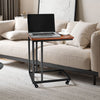 VEVOR C Table, C Shaped Sofa Side Table with Metal Frame Rolling Casters, Portable C Shaped End Stand for Living Room Bedroom Office, 19.69 x 13.78 x 23.82 inches Laptop Side Tables, Brown and Black