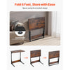 VEVOR C Table, Folding C Shaped End Table with Metal Frame & Adjustable Feet, Foldable C Shaped Side Table for Living Room Bedroom Office, 23.62 x 14.57 x 27.56 inch C Shaped TV Tray, Brown and Black