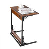 VEVOR C Table, Folding C Shaped End Table with Metal Frame & Adjustable Feet, Foldable C Shaped Side Table for Living Room Bedroom Office, 23.62 x 14.57 x 27.56 inch C Shaped TV Tray, Brown and Black