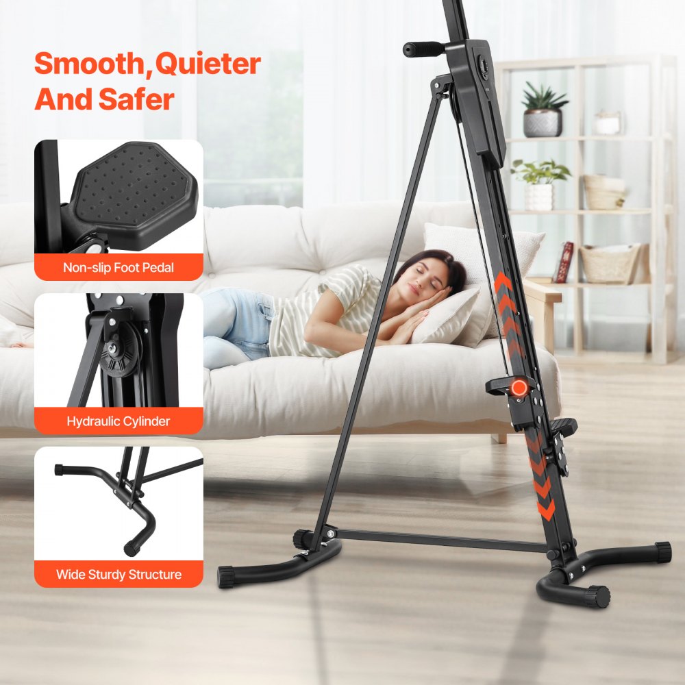 VEVOR Stair Stepper, Step Range Exercise Machine, Vertical Climber for Home Gym Exercise, Compact Folding Cardio Climber, Full-Body Workout Climber with Height Adjustable Handlebar, Non-Slip Pedal