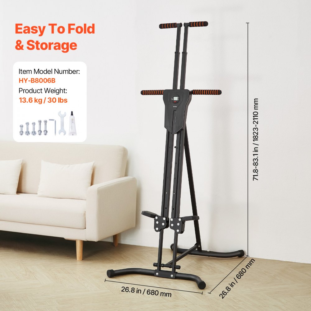 VEVOR Stair Stepper, Step Range Exercise Machine, Vertical Climber for Home Gym Exercise, Compact Folding Cardio Climber, Full-Body Workout Climber with Height Adjustable Handlebar, Non-Slip Pedal
