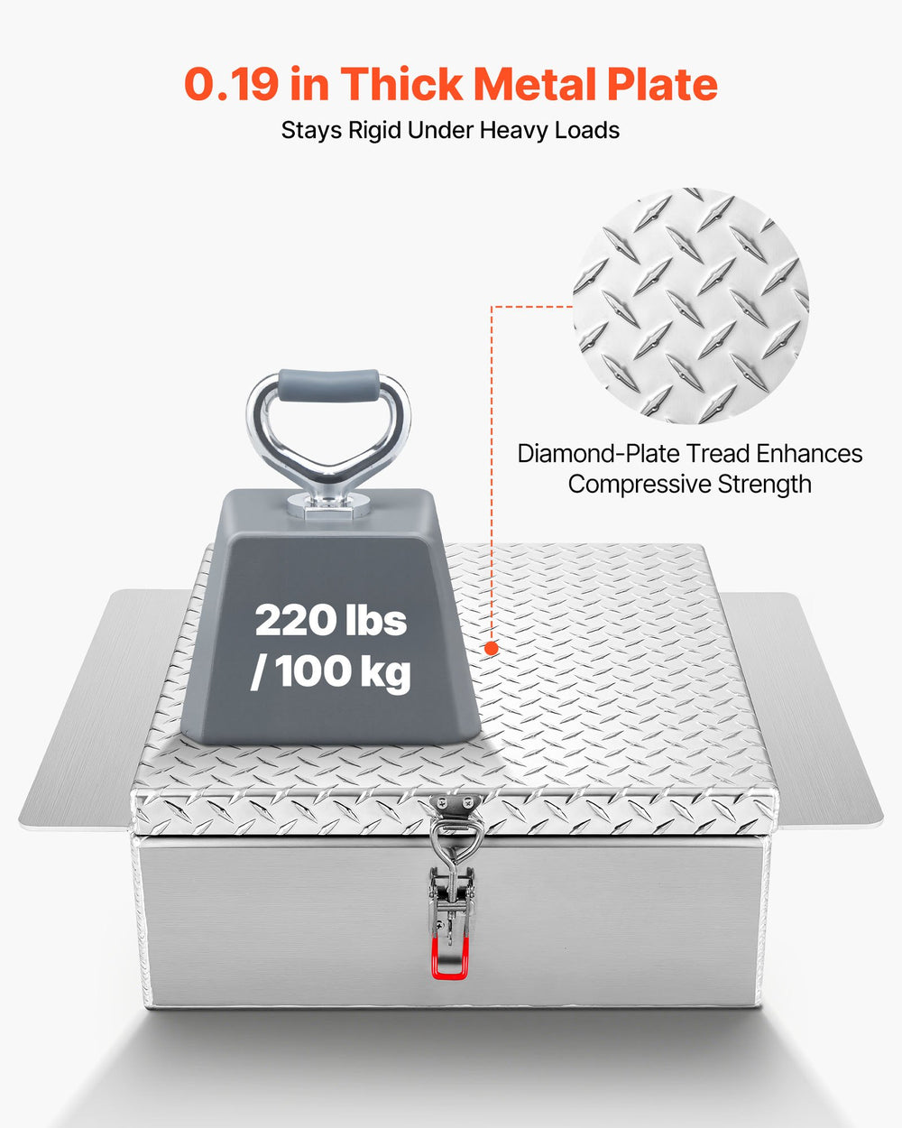 VEVOR truck bed tool box supports up to 220 lbs (feature image)