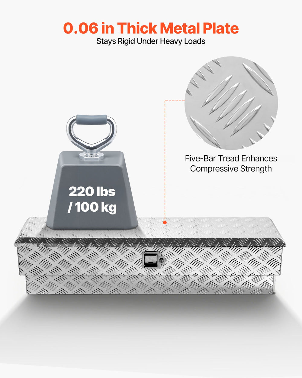 VEVOR truck bed tool box 48 x 13.4 x 13 in silver - image 1