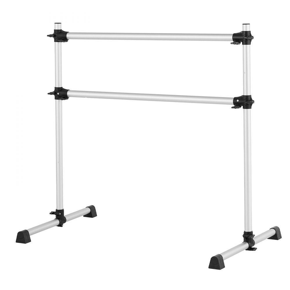VEVOR Ballet Barre, 4 Ft Aluminum Double Barre Bar for Home, Freestanding Portable Ballet Stretching Dance Bars, Height Adjustable Anti-Wobble Fitness Studio Equipment, for Pilates Balance Workout
