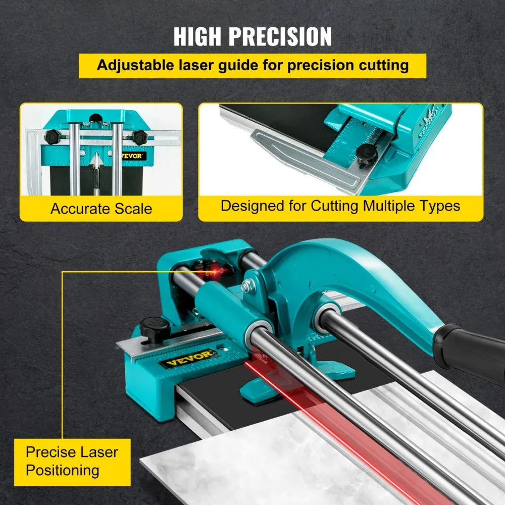 VEVOR 24 Inch Manual Tile Cutter Double Rails, Professional Tile Cutter W/Alloy Cutting Wheel for Porcelain and Ceramic Tiles