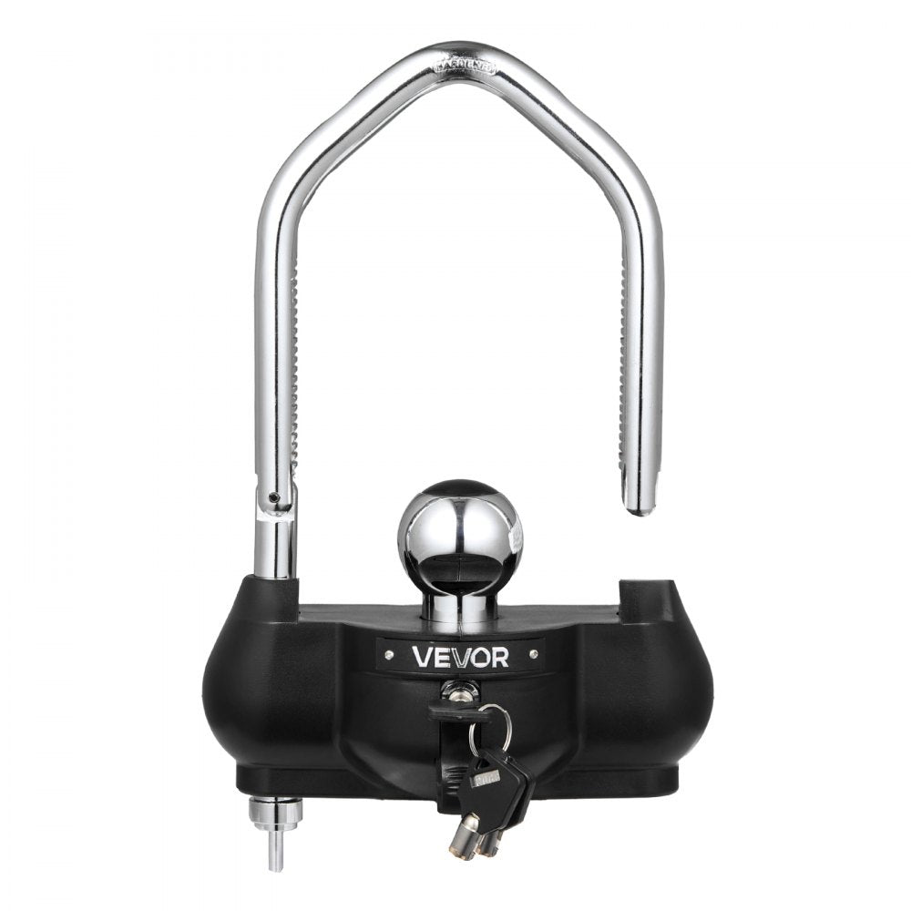 VEVOR Trailer Hitch Lock, Fits for 1-7/8 in, 2 in, 2-5/16 in Couplers, Heavy-Duty Anti-Theft Trailer Ball Lock with 3 Keys, Prying-Resistant, Adjustable Height Design for RVs, Boats, Trailers, Black