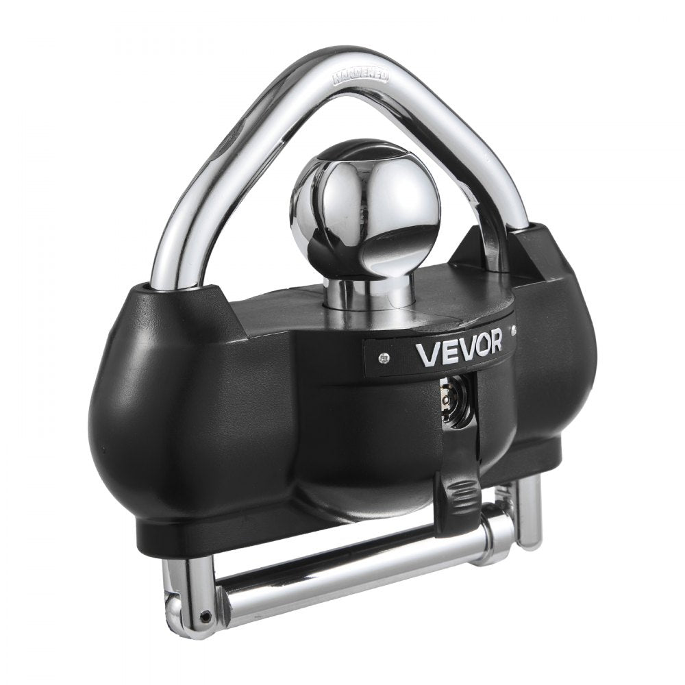 VEVOR Trailer Hitch Lock, Fits for 1-7/8 in, 2 in, 2-5/16 in Couplers, Heavy-Duty Anti-Theft Trailer Ball Lock with 3 Keys, Prying-Resistant, Adjustable Height Design for RVs, Boats, Trailers, Black