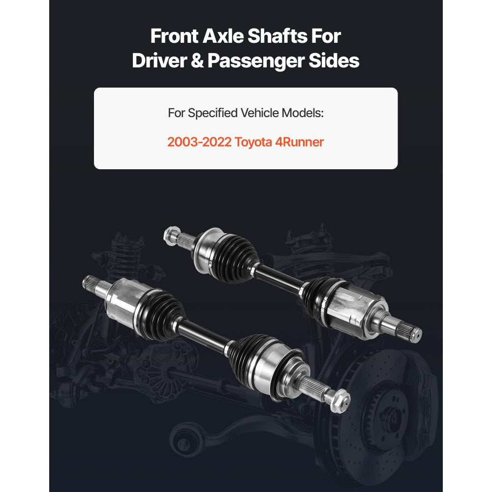 VEVOR CV Axle Shaft Assembly, 2 Pieces Front Left & Right (Driver and Passenger Side), Automotive Replacement CV Joint Axles Pair Compatible with 2003-2022 Toyota 4Runner, Alloy Steel & Carbon Steel