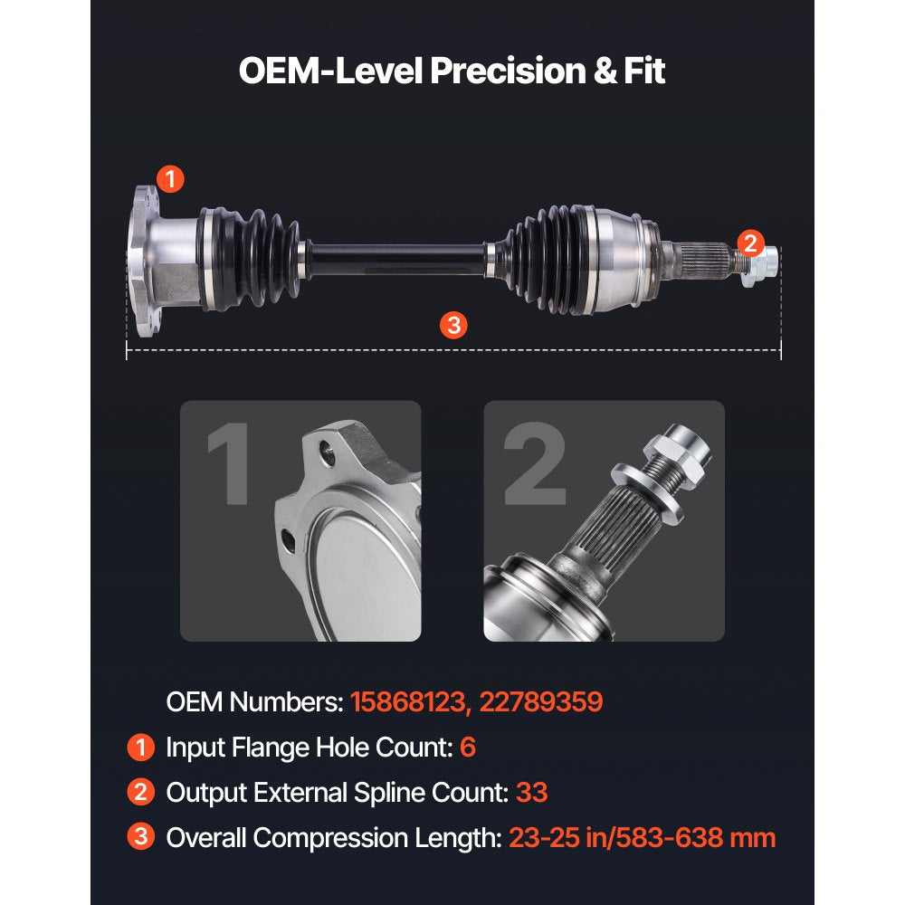 VEVOR CV Axle Shaft Assembly, 2 Pieces Front Left & Right (Driver and Passenger Side), Automotive Replacement CV Axles Pair Compatible with 2007-2020 Cadillac Escalade, Alloy Steel & Carbon Steel