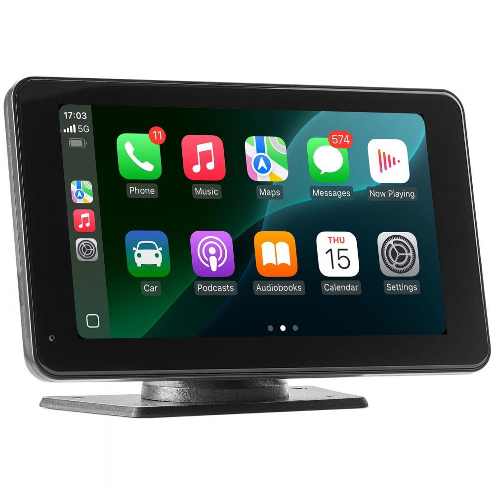 VEVOR Wireless Car Stereo, 7-Inch HD Portable Radio Touch Screen Compatible with Apple CarPlay & Android Auto, CarPlay Screen with Backup Camera, Voice Control, Mirror Link, Bluetooth, GPS Navigation