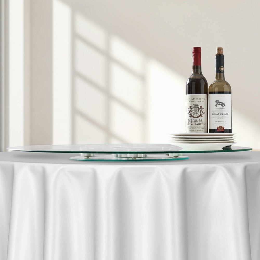 VEVOR 30 in Glass Lazy Susan Turntable, Tempered Glass Dining Table Centerpiece with 6 Rotating Wheels, 360° Smooth and Silent Spin Tabletop Rotating Tray, for Family Gatherings, Banquets & Weddings