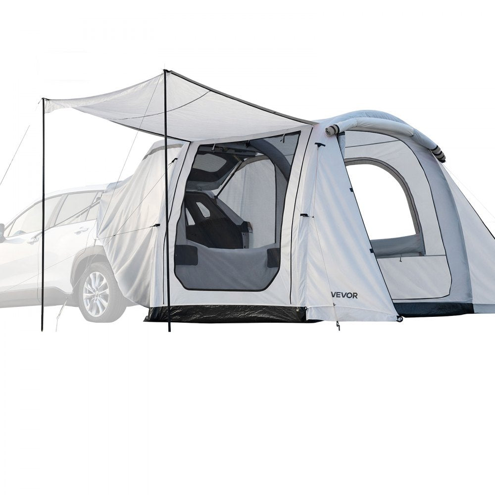 VEVOR Inflatable SUV Tent with Awning, 8 x 6.7 ft 3-Season SUV Tailgate Tent with Ventilated Doors & Mesh Window, PU2000mm Waterproof Car Rear Hatch Tents for Outdoor Camping - Air Pump Included
