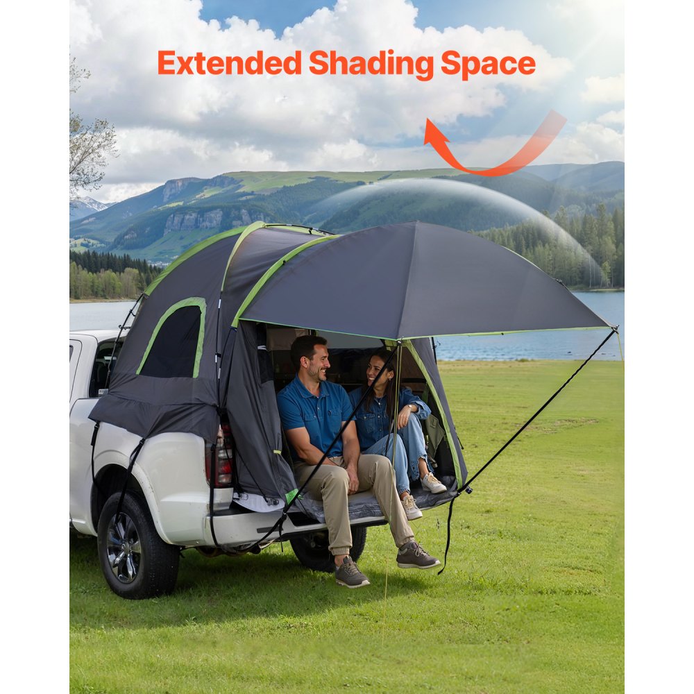 VEVOR Pickup Truck Tent, Fits 5.0-5.2 ft Truck Tents for Camping, Waterproof PU2000 mm 2-3 Person Sleeping Truck Bed Tent, Sturdy Truck Bed Camper Shell with Expandable Awning, Rainfly, Storage Bag