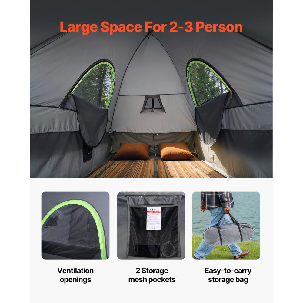 VEVOR Pickup Truck Tent, Fits 5.5-6.0 ft Truck Tents for Camping, Waterproof PU2000 mm 2-3 Person Sleeping Truck Bed Tent, Sturdy Truck Bed Camper Shell with Expandable Awning, Rainfly, Storage Bag