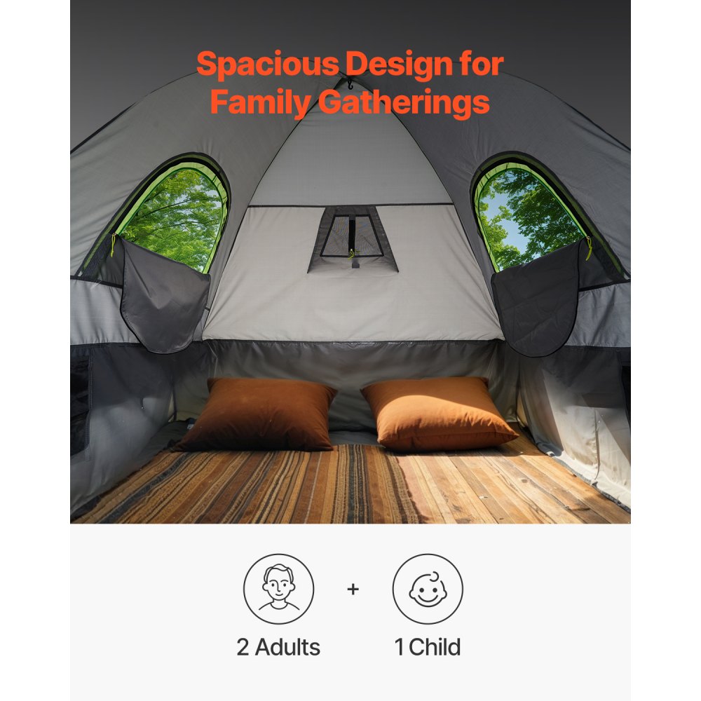 VEVOR Pickup Truck Tent, Fit 5.0-5.2 ft Truck Tents for Camping, Waterproof PU2000mm 2-3 Person Sleeping Truck Bed Tent with Double Layer Design Windows, Sturdy Truck Bed Camper Shell with Storage Bag
