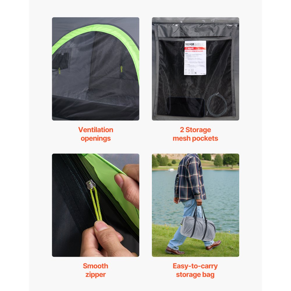 VEVOR Pickup Truck Tent, Fit 5.5-6.0 ft Truck Tents for Camping, Waterproof PU2000mm 2-3 Person Sleeping Truck Bed Tent with Double Layer Design Windows, Sturdy Truck Bed Camper Shell with Storage Bag