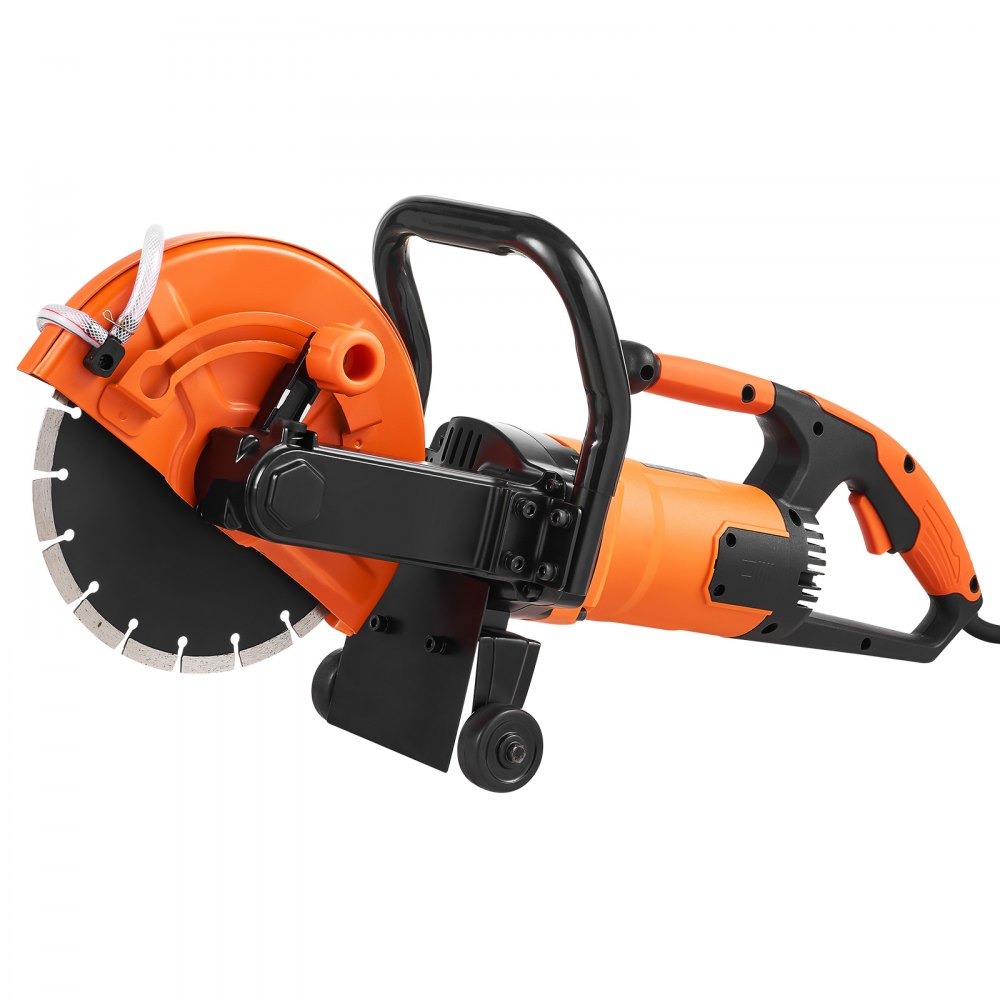 VEVOR Electric Concrete Saw, 9 in, 1800 W Motor Circular Saw Cutter with 3.5 in Cutting Depth, Wet/Dry Disk Saw Cutter Includes Water Line, Pump and Blade, for Stone, Brick
